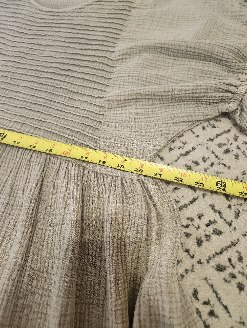 Three Bird Nest Mini Dress Quinn Puff Sleeve Oatmeal Boho Peasant Oversized S - Picture 15 of 16